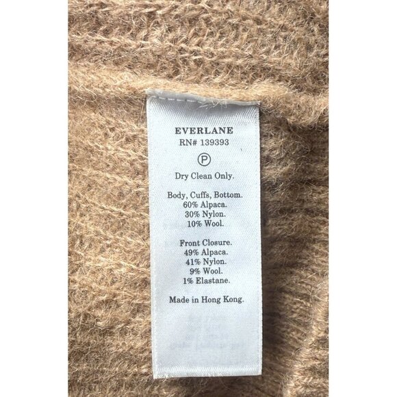 Everlane Cardigan Sweater Womens Brown Alpaca Wool Button Boyfriend Camel Sz S - Picture 4 of 9